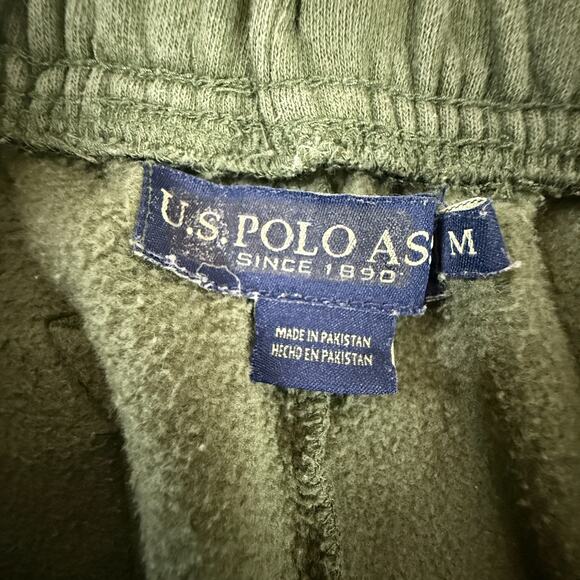 U.S. Polo Assn Olive Green Fleece Jogger Sweatpants Logo Elastic Waist - Picture 3 of 7